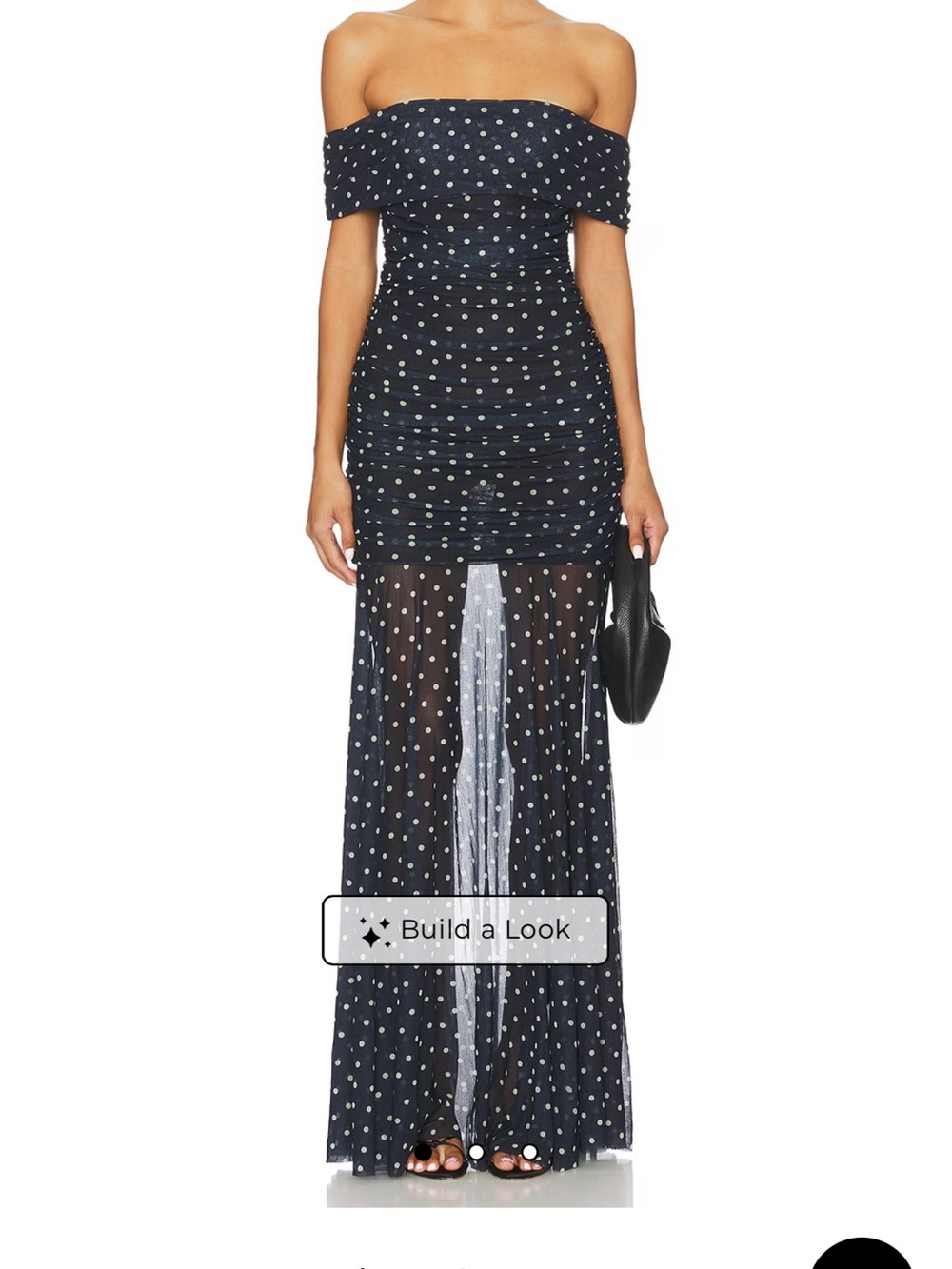 REVOLVE Navy Off-Shoulder Polka Dot Maxi Dress